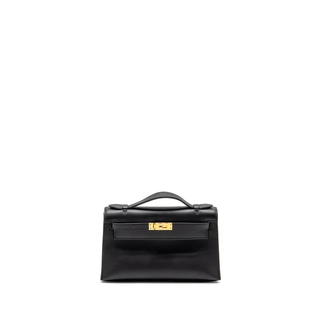 Hermès kelly pochette swift black GHW stamp B in Black Swift leather from EMIER