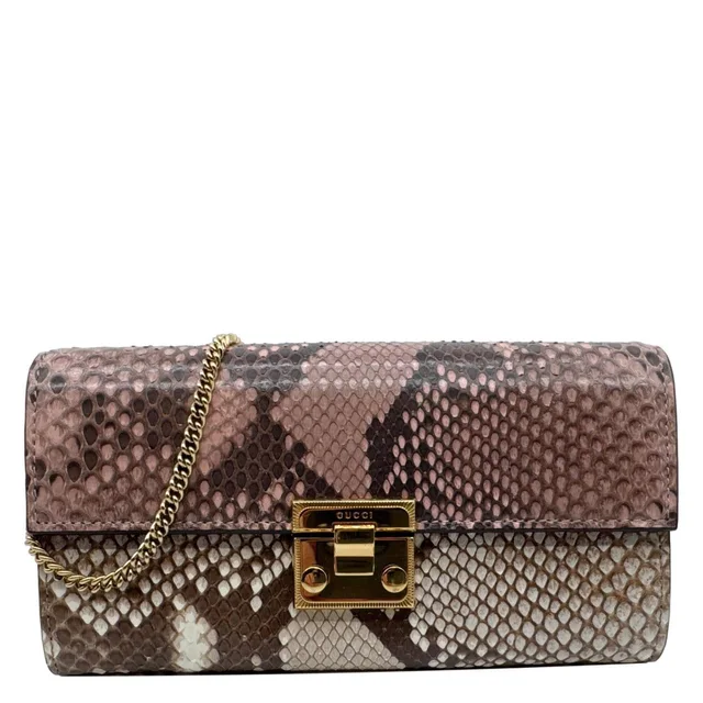 Gucci Padlock Python Leather Wallet On Chain Multicolor 453506 in Multicolor Python from Dallas Designer Handbags