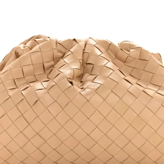 Bottega Veneta Nappa Maxi Intrecciato The Pouch Oversized Clutch Almond in Nappa leather from FASHIONPHILE, photo 8 of 11