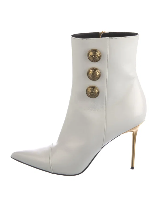 Balmain Leather Boots in white Leather from The RealReal