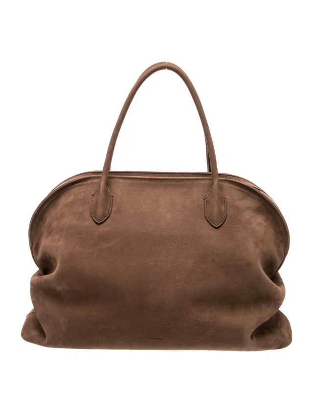 The Row Suede Top Handle Bag in red|brown Suede from The RealReal