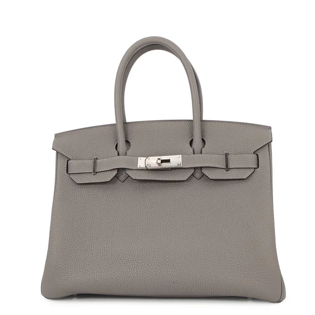 Hermès Birkin Gris Meyer Togo Leather Size 30 in Grey Togo leather from GALLERY RARE