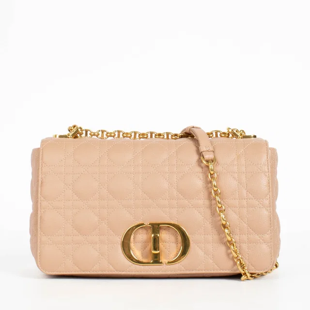 Dior Powder Beige Calfskin Large Caro Bag in Beige Calfskin from Labellov