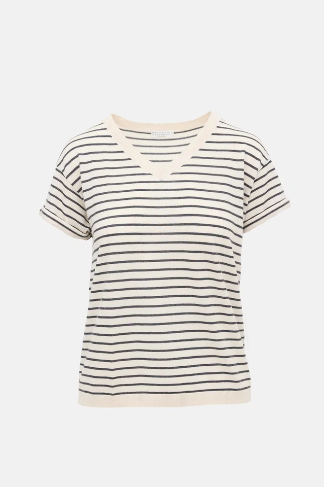 Brunello Cucinelli Cashmere Striped Top in Cashmere from VSP Consignment