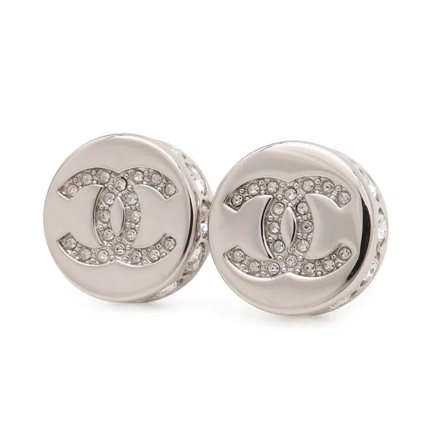 Chanel CC Logo Stud Earrings Round from The Reluxe