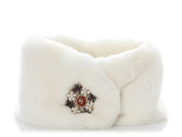 Chanel White Lapin Fur Collar Scarf in White from Ann's Fabulous Finds