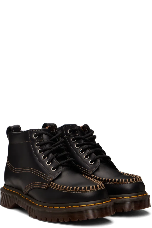 Dr. Martens Black Lowell Chukka Moc Toe Leather Ankle Boots, photo 4 of 5 from SSENSE