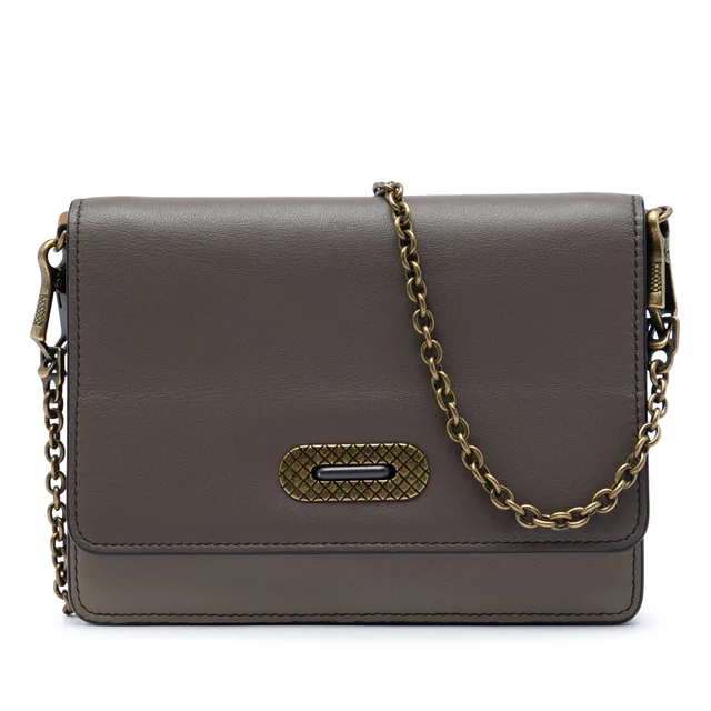 Brown Bottega Veneta Bicolor Nappa Wallet on Chain Crossbody Bag in Brown Nappa leather from Designer Revival