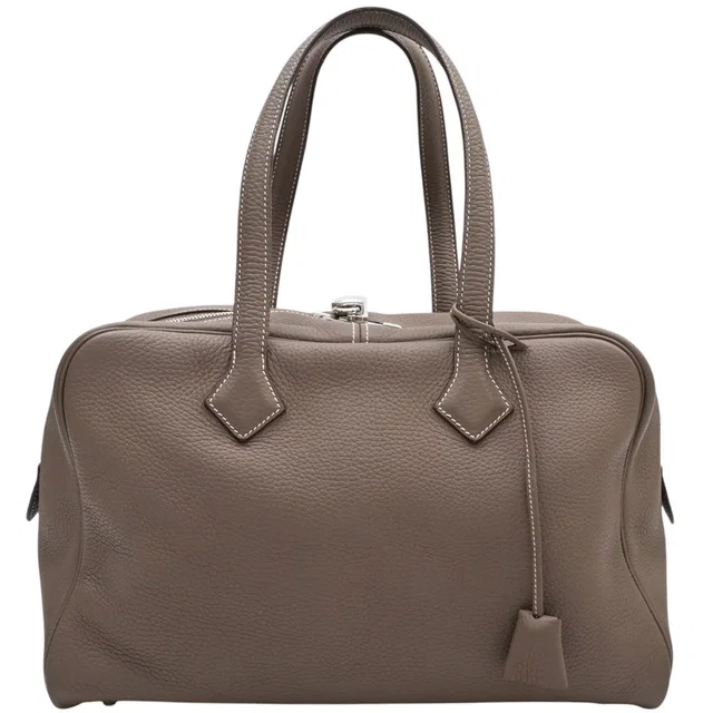 Hermès 2011 Victoria 35 Etoupe in Taupe Clemence leather from VINTAGE QOO TOKYO