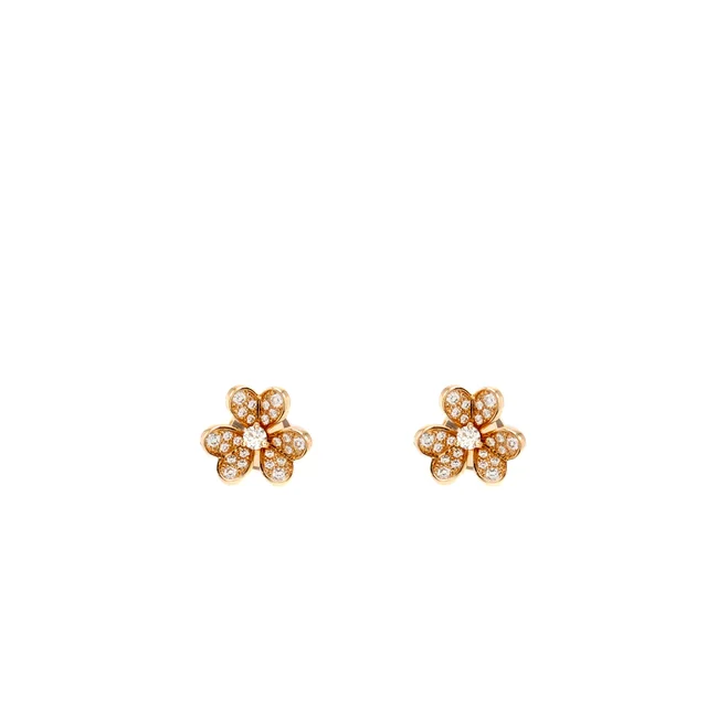 Van Cleef & Arpels Frivole Earrings, Mini Model Rose Gold Diamonds from EMIER