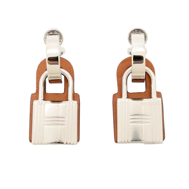 Hermès O'Kelly Earrings Gold Metal Swift Leather in Gold Swift leather from GALLERY RARE
