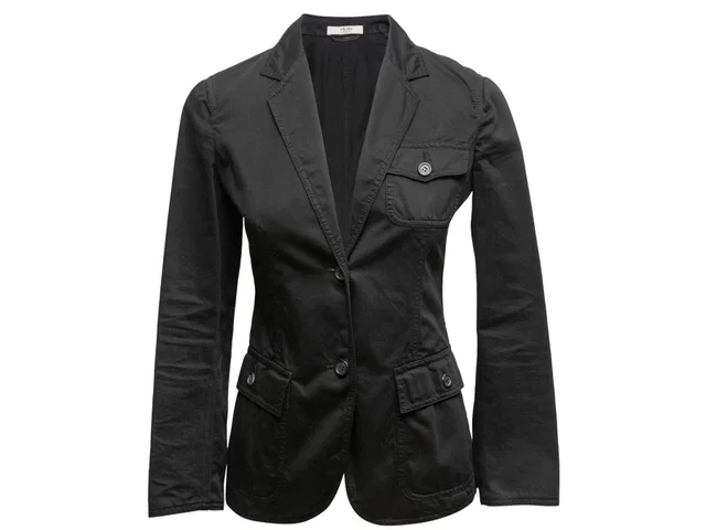 Black Prada Cotton Fitted Blazer Size IT 38 in Black from Designer Revival
