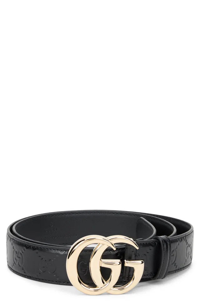 Gucci Logo Buckle Belt — Black Calfskin in Black Calfskin from HEWI