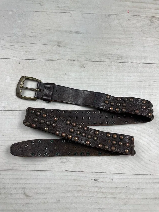 Diesel Vintage Leather Belt Pank Rock 90's Y2K in Brown in brown|red Leather from Grailed
