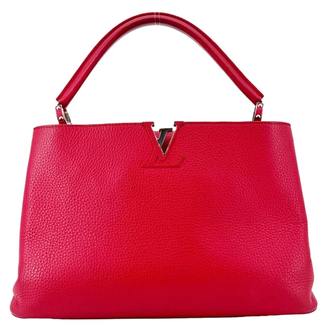 Louis Vuitton Capucines MM Taurillon Leather Satchel Bag Red in Red Leather from Dallas Designer Handbags