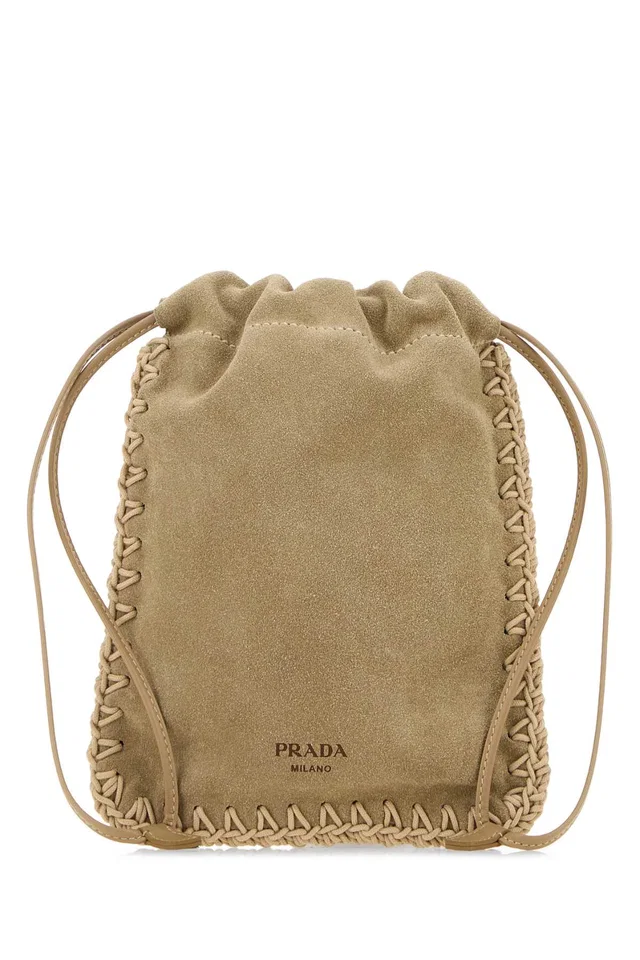 Prada Cellulare Mini Bag — Beige Exterior: Calf in Beige Suede from HEWI