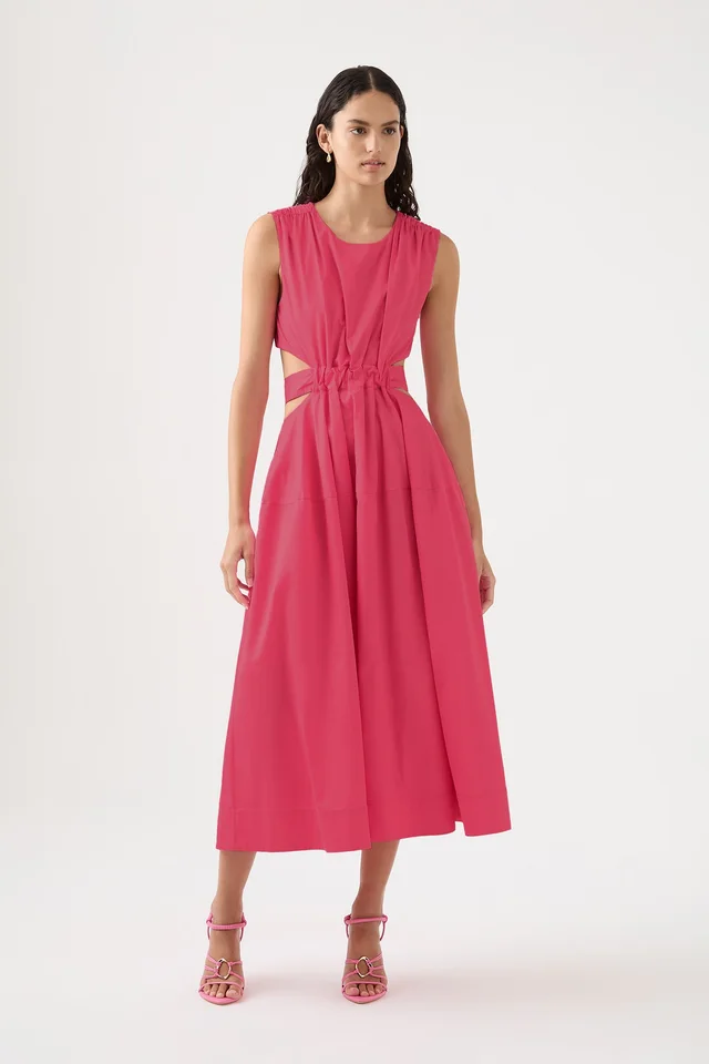 AJE Zorina Tie Midi Dress in Pink from Aje, photo 1 of 1