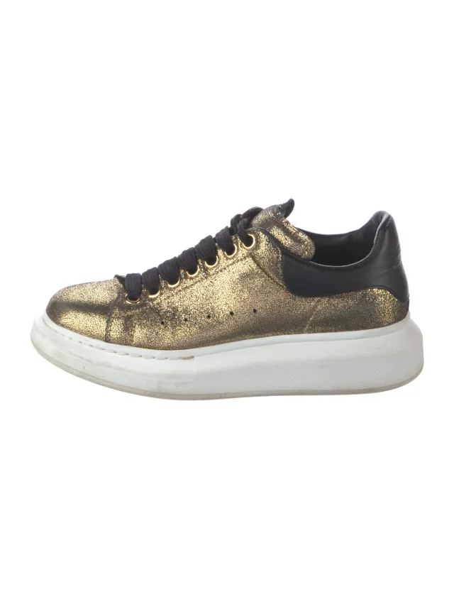 Alexander McQueen Leather Sneakers in gold Leather from The RealReal