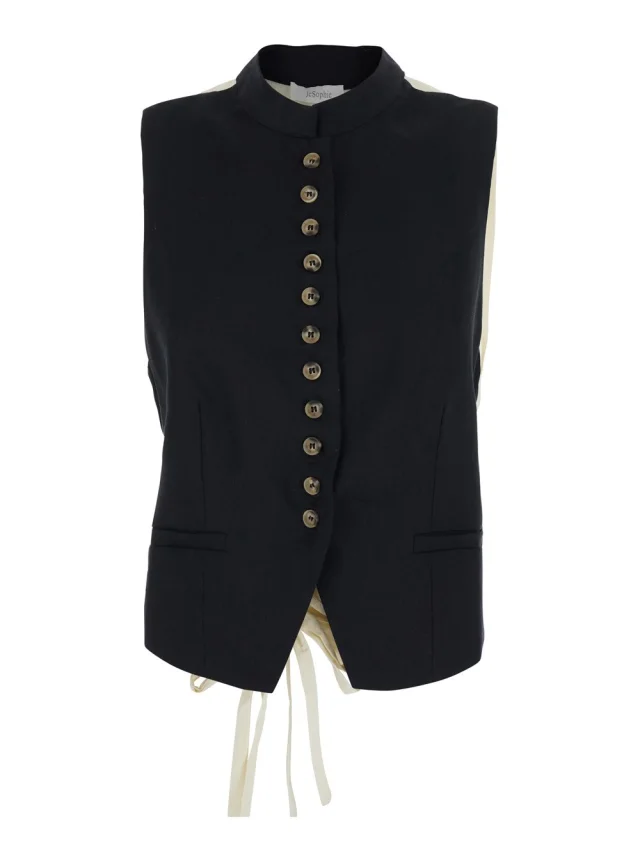 Jc sophie 'Linnea' Black Crew Neck Vest with Bow on the Back in Fabric for Women in Black from Gaudenzi Boutique, photo 1 of 1