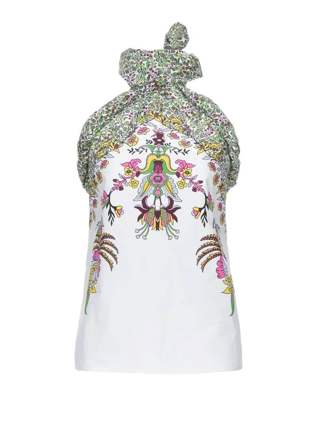 Chloé Chlo Tops 6 (Us) - Women’s White Floral Halter Top in white|pink from Poshmark