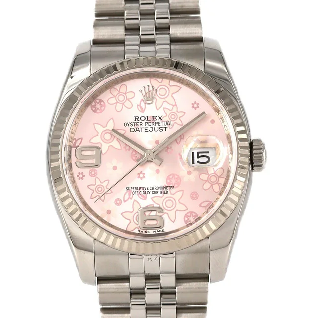 Rolex Datejust 116234 SSxWG Automatic V number in Dial Color: Pink Flower Case: Stainless steel x white gold Bracelet: stainless steel from KOMEHYO