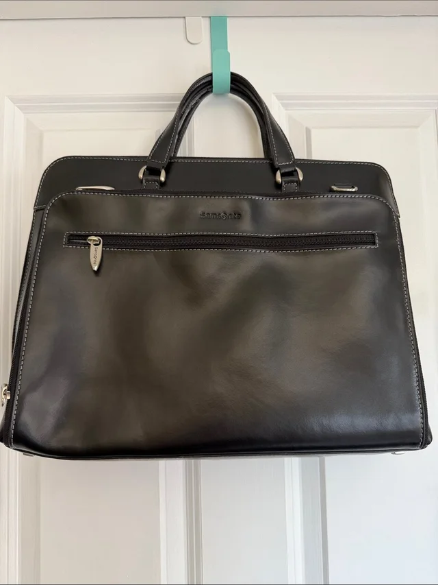 Samsonite Leather Executive Briefcase With Contrast Stitching in black Leather from Poshmark