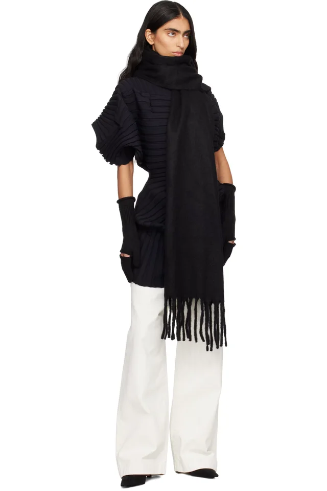 ISSEY MIYAKE Black Baby Alpaca Stole Scarf, photo 2 of 2 from SSENSE