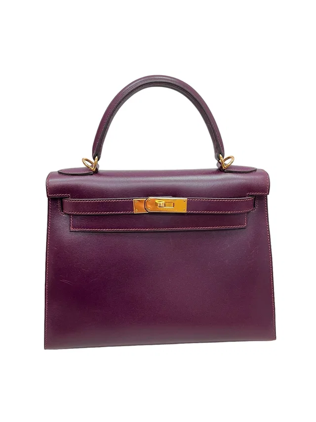 Hermès Vintage Kelly 28 Sellier Raisin Boxcalf GHW #E from Luxury Promise