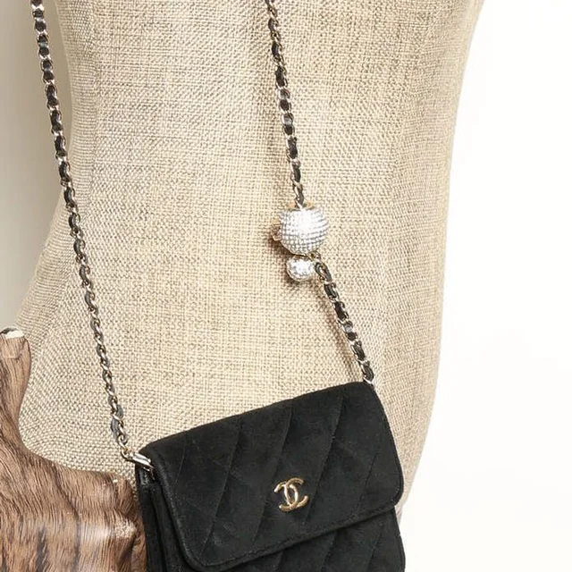 Chanel Mini Velvet Pearl Crush Wallet On Chain Bag in Velvet from A Retro Tale, photo 6 of 6
