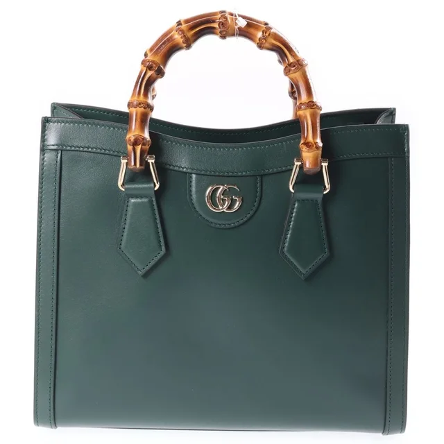 Gucci Diana Bamboo Medium Leather 2-Way Bag Green in Green Leather from The Reluxe