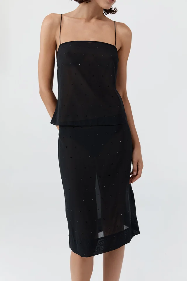 St Agni Silk Glass Beaded Cami - Black from St. Agni, photo 1 of 1