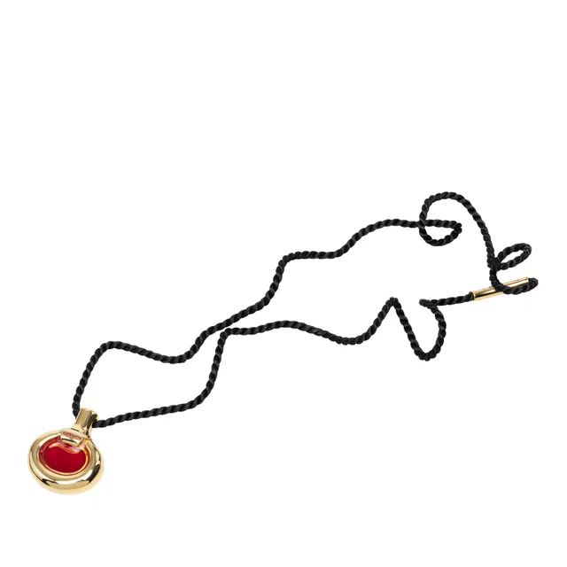 Gold Hermès Gold Plated and Lacquered Parfum Bottle Pendant Necklace in Gold from Designer Revival