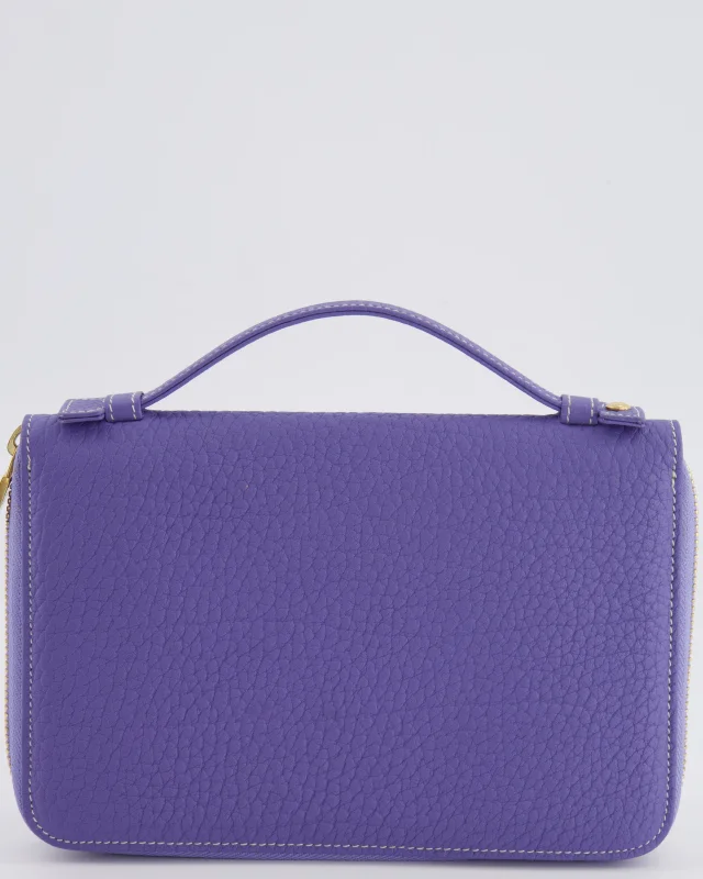 Loro Piana Purple Leather Top Handle Wallet with Gold LP Logo Zipper Detail in Purple Leather from Sellier, photo 9 of 18