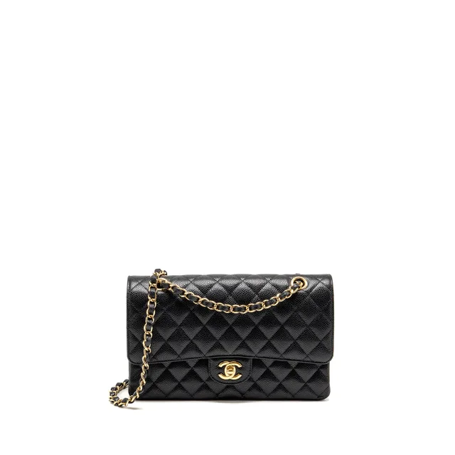 Chanel Medium Classic Double Flap Bag Caviar Black GHW (Microchip) in Black Caviar leather from EMIER