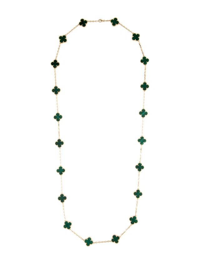 Van Cleef & Arpels Vintage Alhambra Long Necklace, 20 Motifs, 33.5" in green from The RealReal