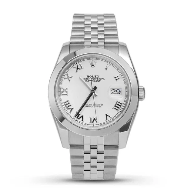 Rolex Datejust Automatic Chronometer White Dial Mens Watch 126300 WRJ in silver|gray|white from Jomashop.com