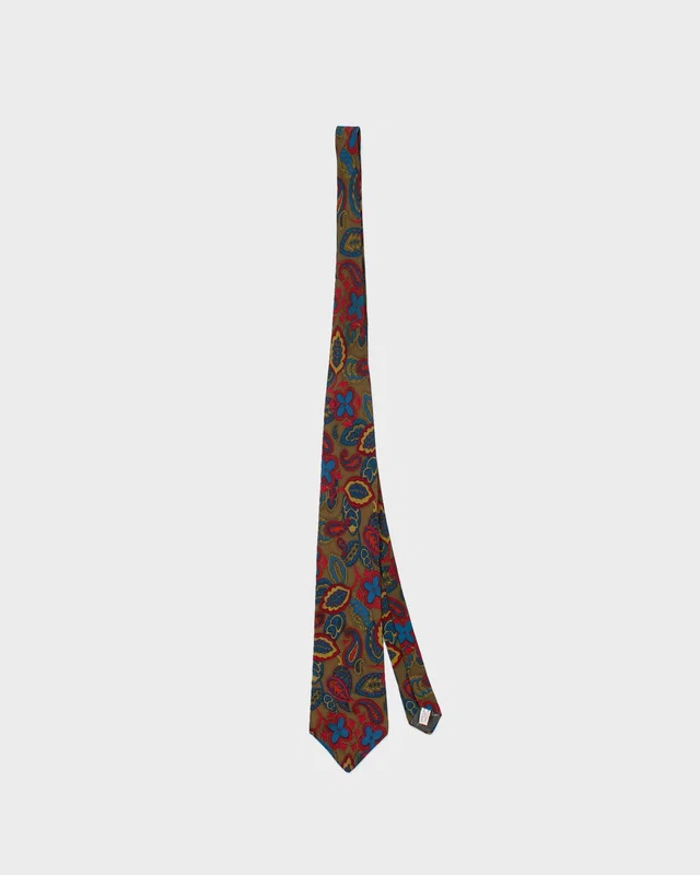 Vintage 1980s Longchamp Paisley Silk Tie in Silk from Rokit Vintage