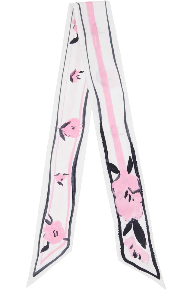Marni White & Pink Floral Print Silk Bandeau Scarf from SSENSE, photo 1 of 1