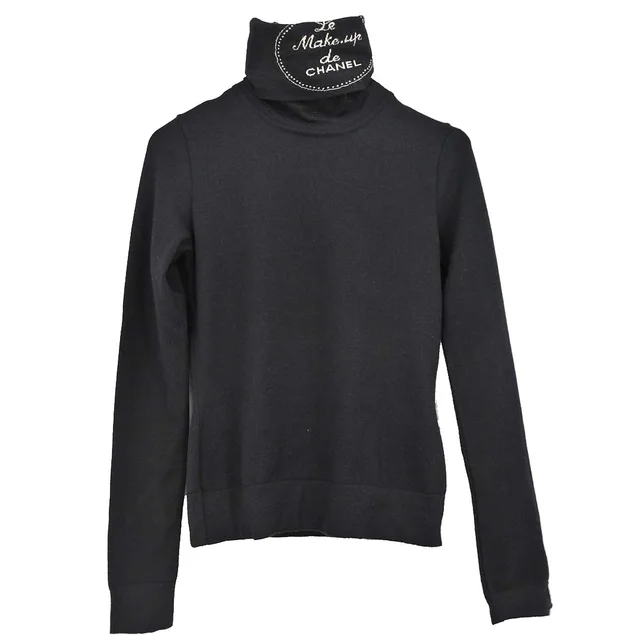 Chanel 2004 Long Sleeve Turtleneck Top Black #34 in Black Cashmere from AMORE Vintage Tokyo