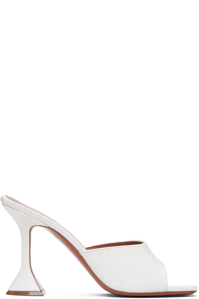 Amina Muaddi White Lupita Slipper 95 Heeled Sandals, image 1 of 1 from SSENSE