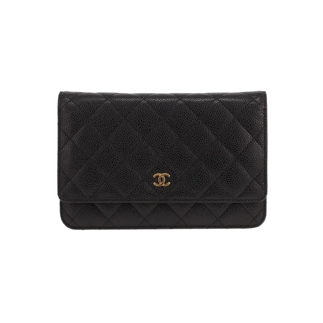 Chanel ‘Wallet on Chain’ shoulder bag in Noir quilted grained leather in Black Caviar leather from Collector Square, photo 2 of 5