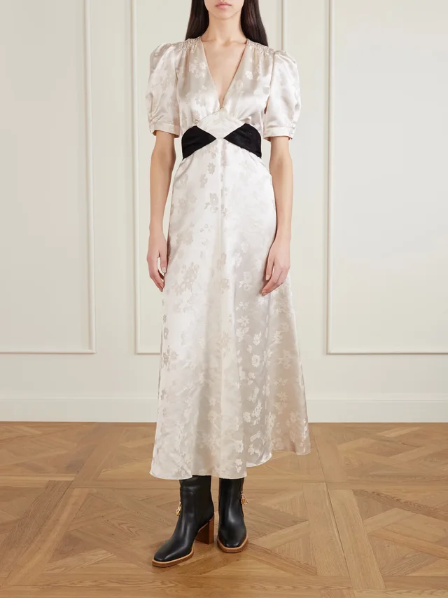 GABRIELA HEARST Larkin belted floral-jacquard silk-satin maxi dress in White, photo 2 of 2 from NET-A-PORTER (Canada)