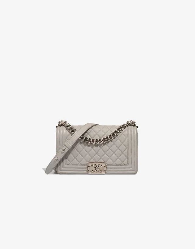 Chanel Boy Old Medium Caviar Grey in Grey Caviar leather from SACLÀB