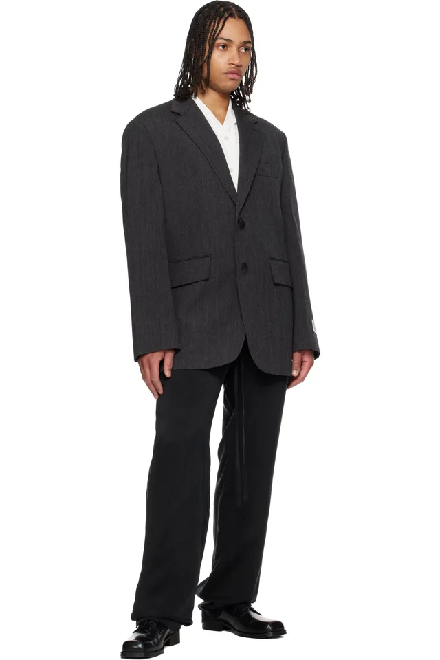 WOOYOUNGMI Gray Oxford Single Blazer, photo 4 of 4 from SSENSE