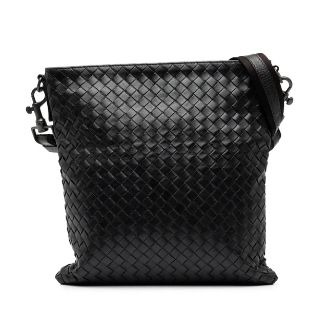 Black Bottega Veneta Nappa Intrecciato VN Crossbody in Black Nappa leather from Designer Revival