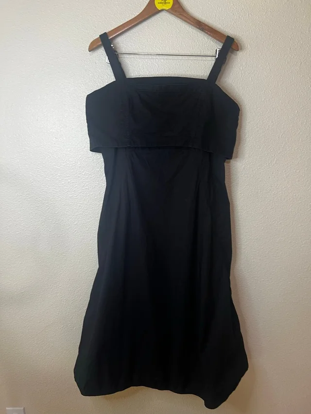 Proenza Schouler Faded Black Poplin Cotton Fit And Flare Midi Dress Womens 12 in black from Poshmark