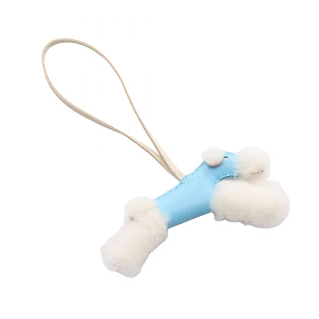 Hermès Charm Buddycharm Blue Aztec Cles Shearling Buddy Keychain in Blue from The Reluxe