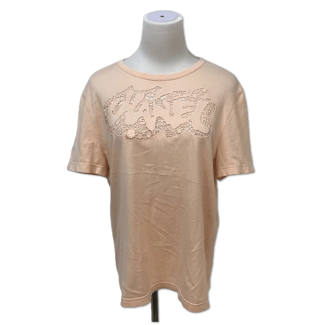 Chanel Peach Lace Logo Cut-Out T-Shirt size 38 from Luxury Promise