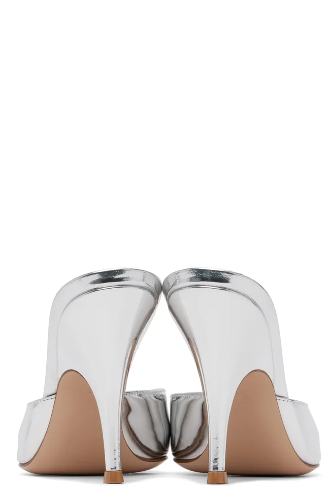 Gianvito Rossi Silver Patent Heels, photo 2 of 5 from SSENSE