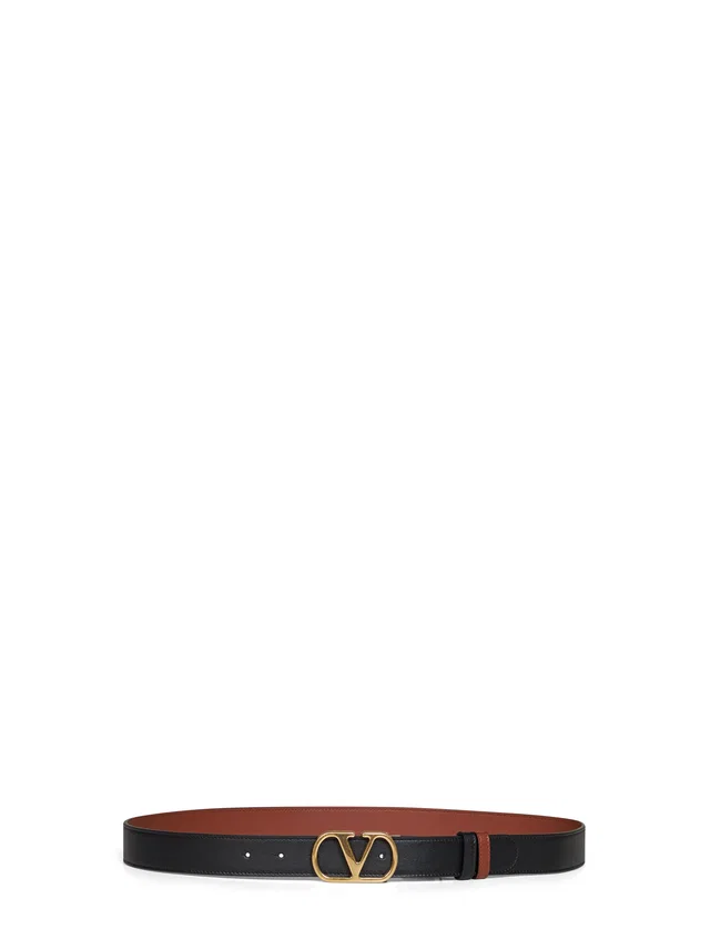 Valentino Garavani Reversible Vlogo Signature Belt — Black Calf Leather in Black Calfskin from HEWI